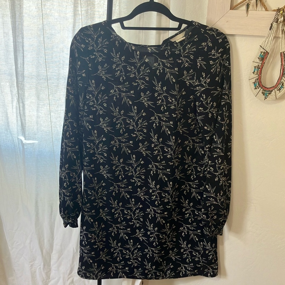 Blue/black floral print dress